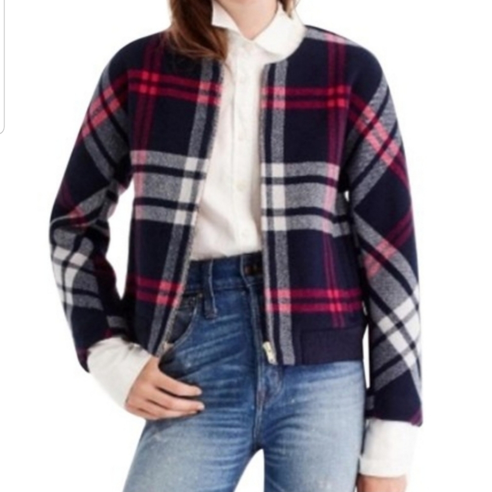 J.Crew wool plaid bomber jacket